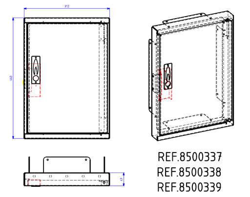 [8500339] PORTE ALUMINIUM DE REPARATION DE COFFRET S200 STRATINOR / CAHORS /MECELEC 8500339 8500337 8500338 §