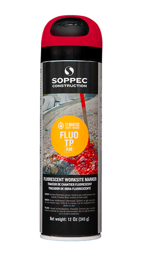 [ACC141513] TRACEUR DE CHANTIER FLUORESCENT AEROSOL 500ML SOPPEC ROUGE